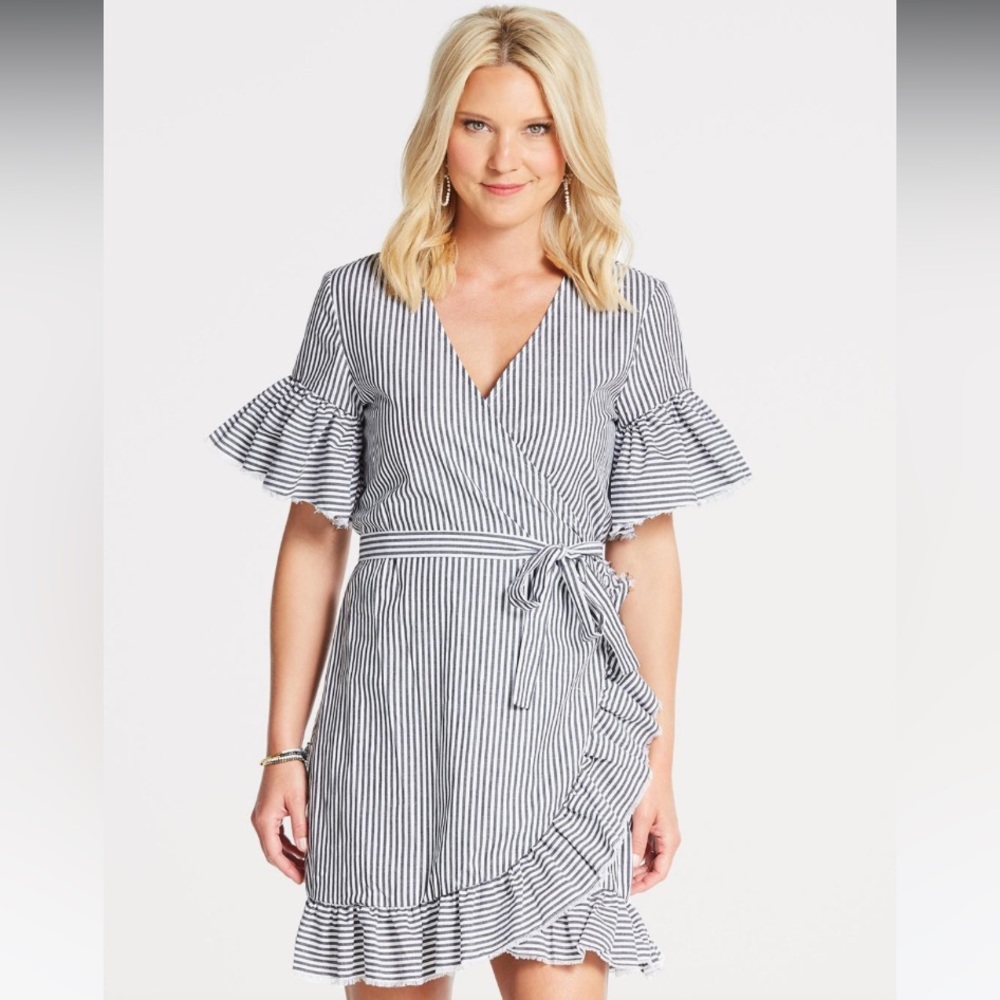 Allison Joy  Stripe Wrap Dress EVEREVE Size XL K48